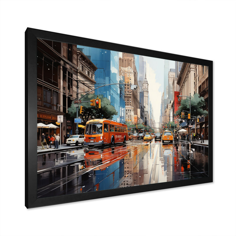 «Skyscrapers Urban Heights VII», reproduction sur toile, H 24 po x l 32 po x P 1 po, Cadre simple noir