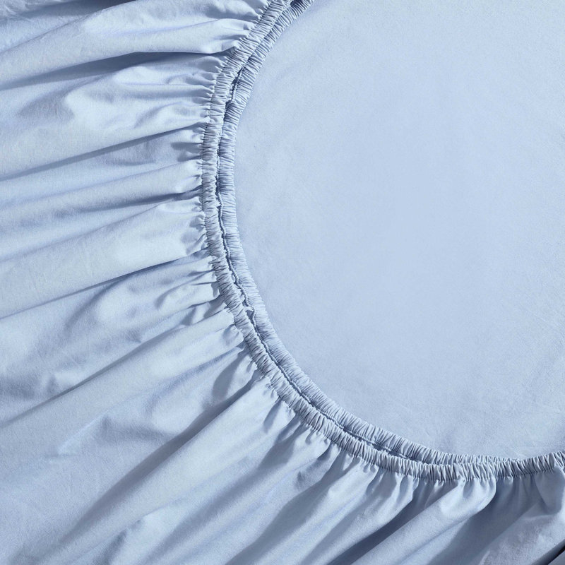 Calvin Klein Washed Cotton Percale Sheet Set, Blue, Full Sheet Set with 2 Pillowcases
