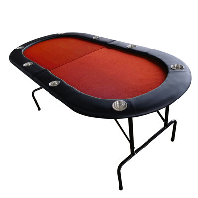 Table de poker pliante INO Design 73 po avec porte-gobelets rouge # 16361