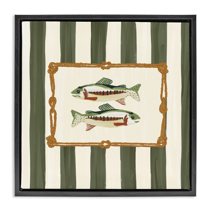 Poisson maritime avec cadre flottant et bordure en corde, design par Veronica Lara, H 25 po x l 25 po