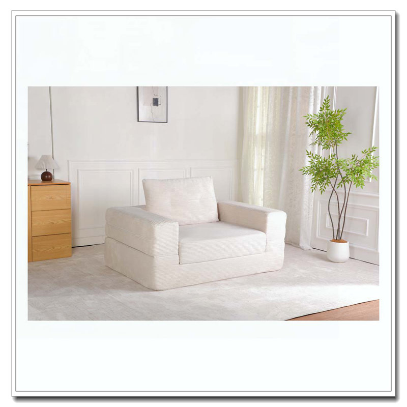 Canapé-lit en velours côtelé Corduroy pour adultes et animaux de compagnie, Beige