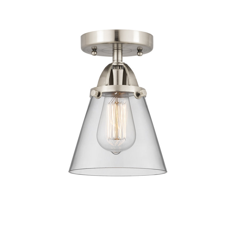 Plafonnier semi-encastré en verre à DEL, Transparent, H 9,25 po x l 6,25 po x P 6,25 po, Nickel satiné brossé