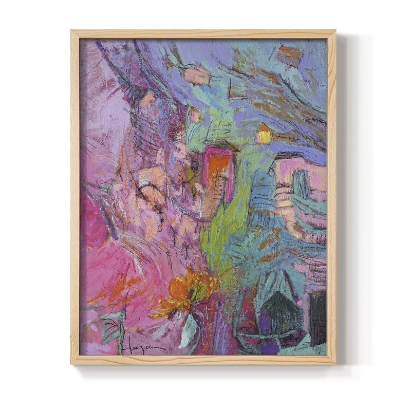 «My Pink House», reproduction encadrée - bois massif, H 21 po x l 17 po, Naturel