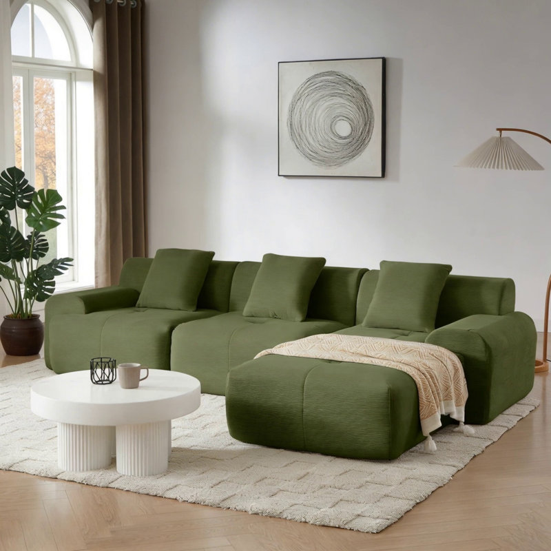Canapé modulaire en L 113 po, Vert