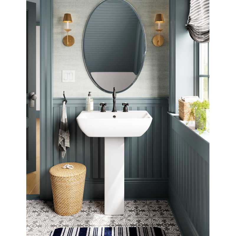 Kingston Brass Heritage Two-Handle 3-Hole Deck Mount Widespread Bathroom Faucet with Pop-Up Drain, Matte Black