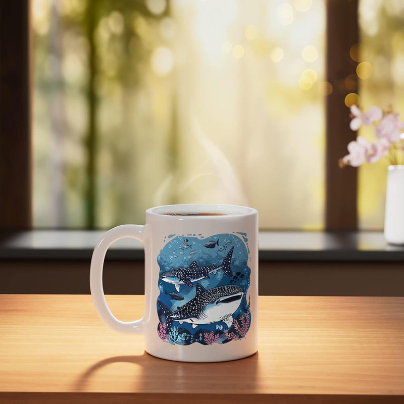 Sea Animal Ceramic Mug, White, 11oz