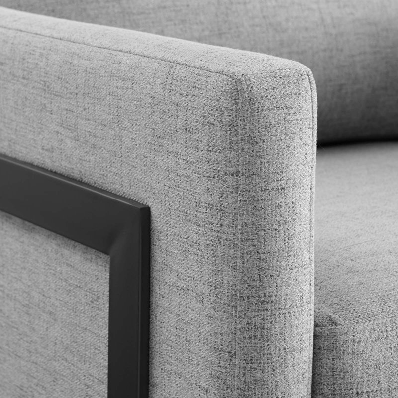 Fauteuil d'appoint en tissu Posse, Velours gris clair, Noir