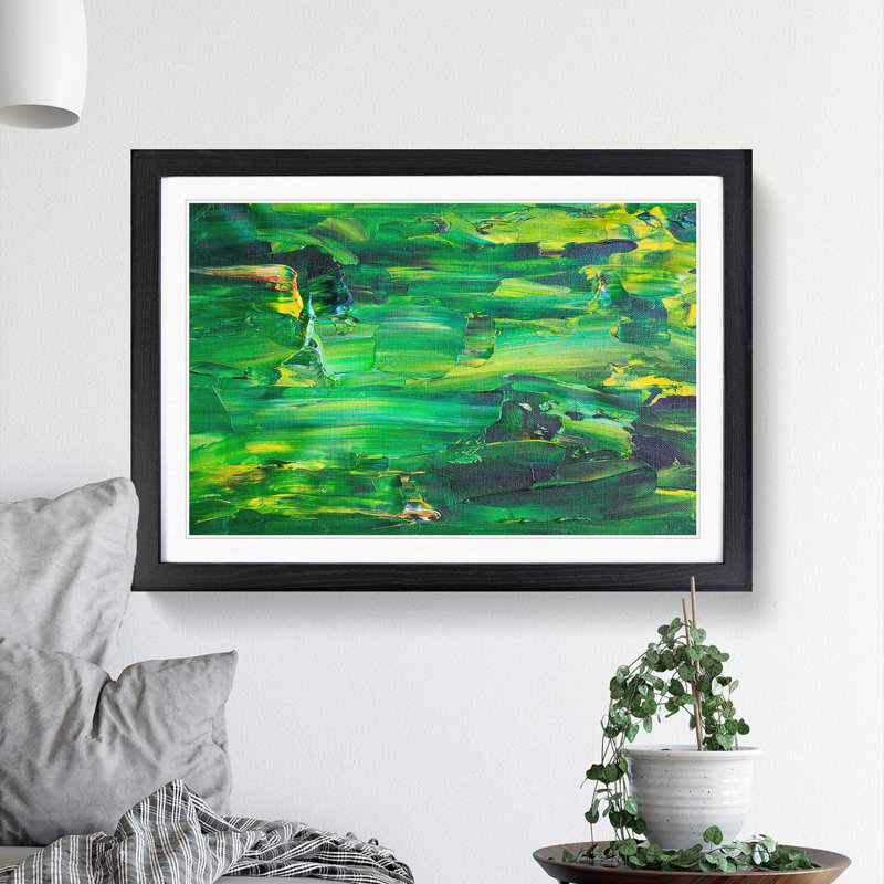 Abstract Art Painting Vol.337 by S.Johnson - Picture Frame Painting Print, 48cm H x 65cm W x 2cm D, Black Framed