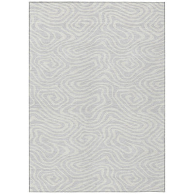 Evalora Silver Washable Indoor-Outdoor Rug - 