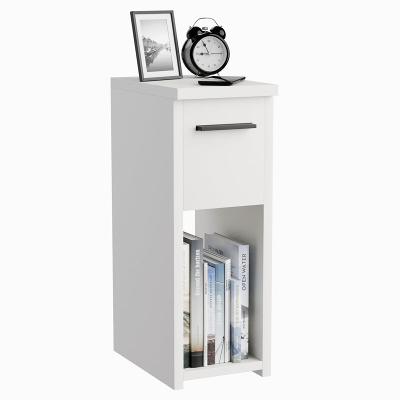 20cm W Manufactured Wood Bedside Table, White