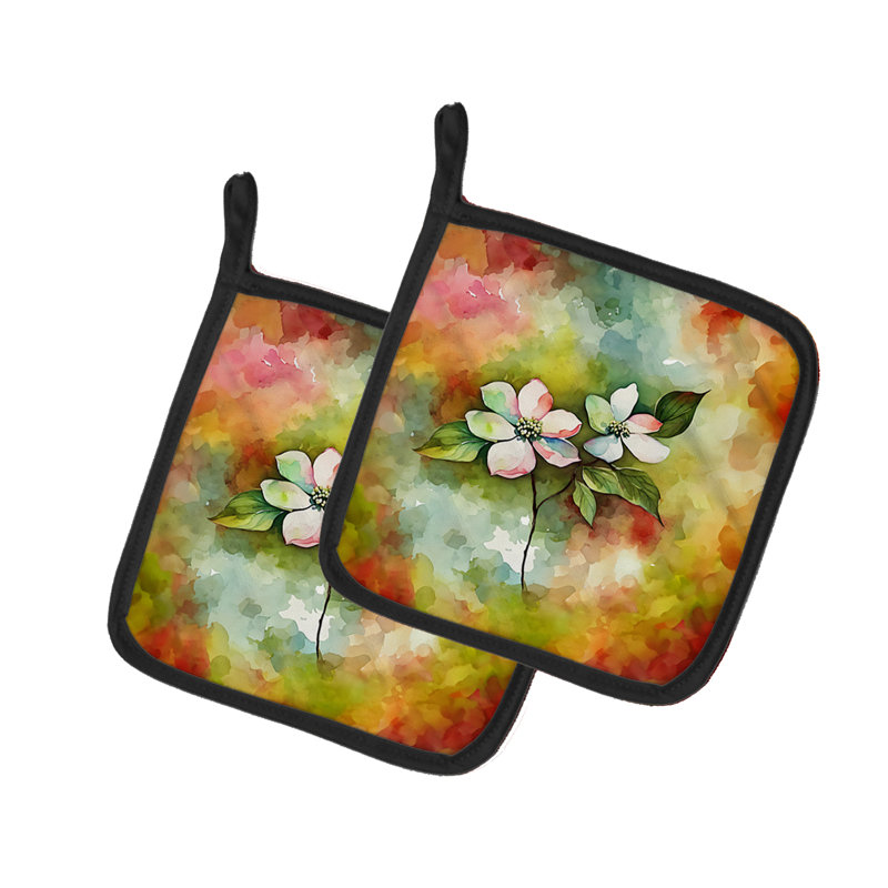 Paire de supports à casserole en bois d'aquarelle de Virginie