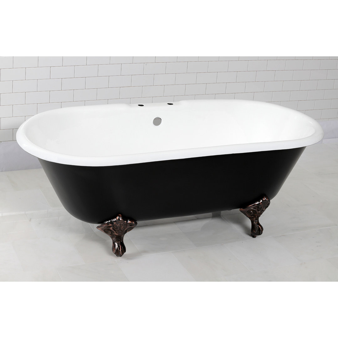Kingston Brass Aqua Eden 66-Inch Cast Iron Oval Double Ended Clawfoot Tub (7-Inch Faucet Drillings) Kingston Brass 
