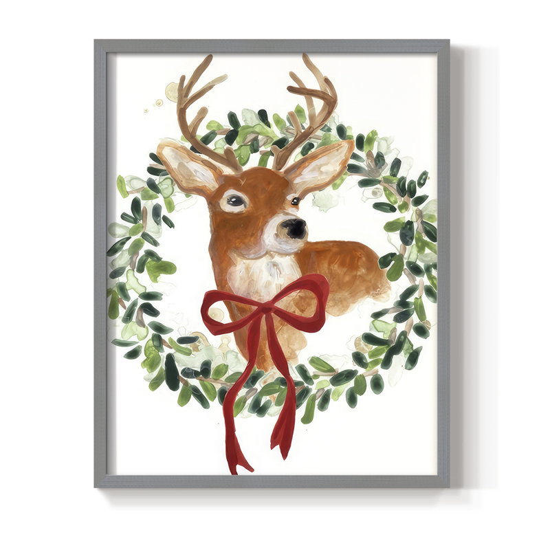 «Woodland Holiday Collection B», reproduction encadrée - bois massif, H 30 po x l 24 po, Gris