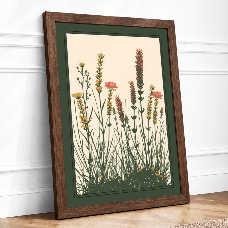 Wildflower Meadow Botanical - Framed Print, A4 - 29.7 x 21.0 cm, Walnut