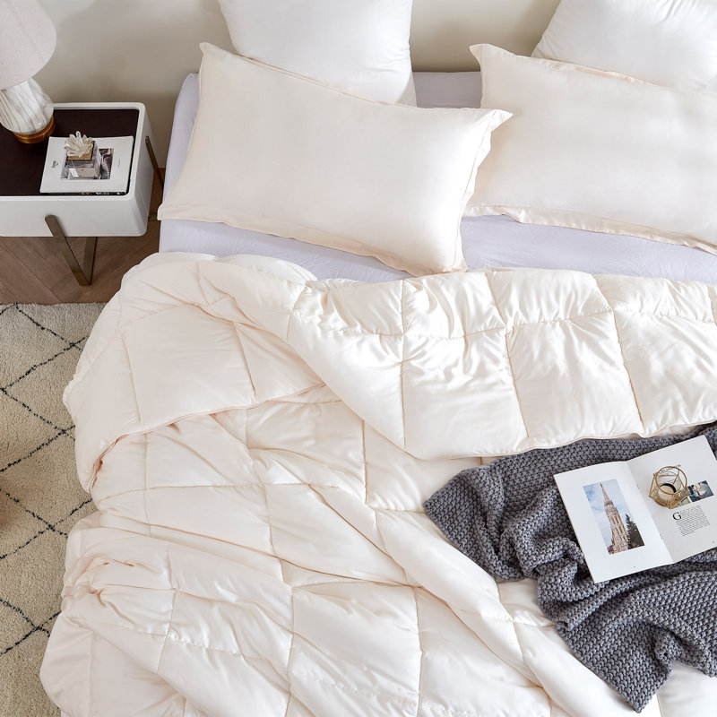 Snorze Cloud Coma Inducer Silky Bamboo Oversized Comforter Set, Ivory, Queen Comforter + 2 Standard Shams