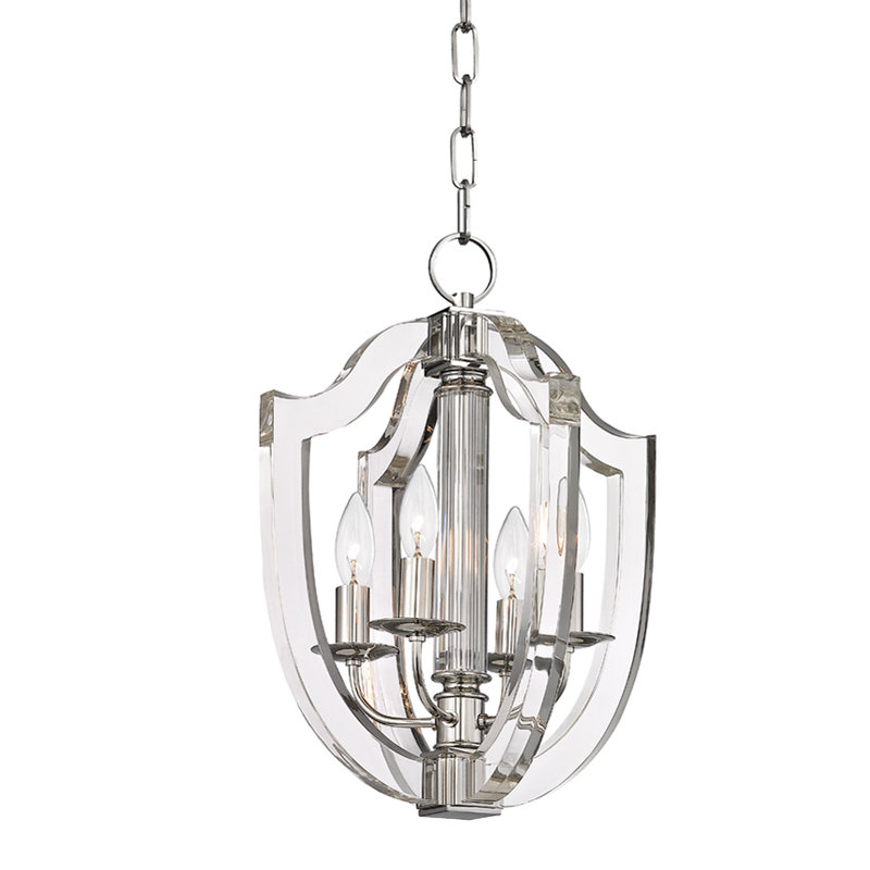 Arietta 4 - Light Chandelier, 22" H X 16.5" W X 16.5" D, Polished Nickel