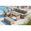 Ensemble de canapé d'extérieur modulaire en forme de L avec 2 tables d'appoint extensibles pour la cour et la piscine-1630455788-1630455789