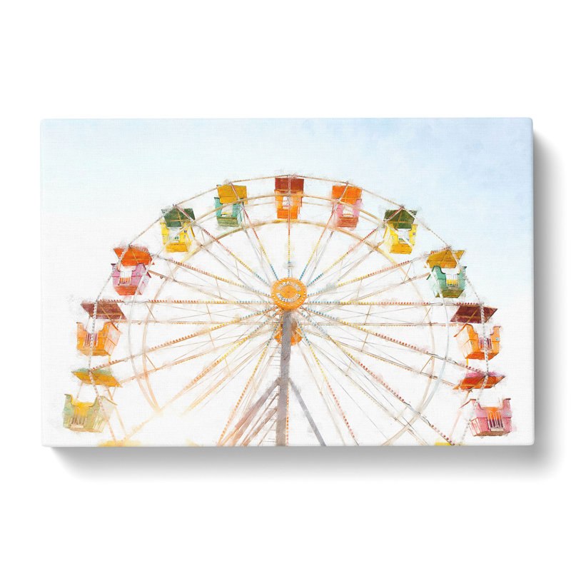 Colourful Ferris Wheel Painting - Wrapped Canvas, 35cm H x 50cm W x 3cm D
