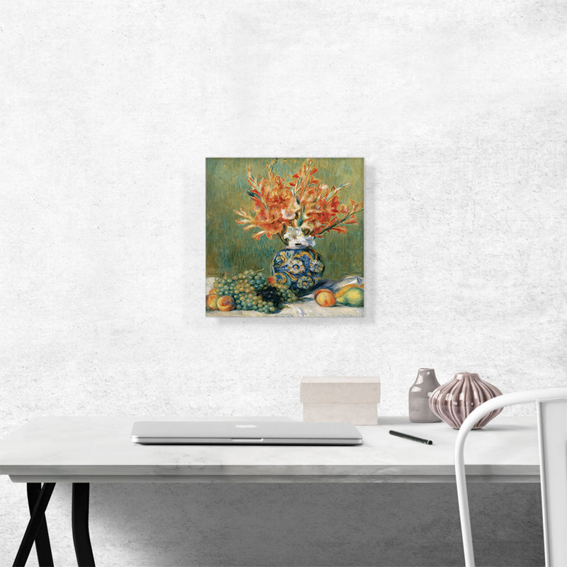 «Still Life Flowers and Fruit 1889» par Pierre-Auguste Renoir, reproduction d'art sur toile tendue