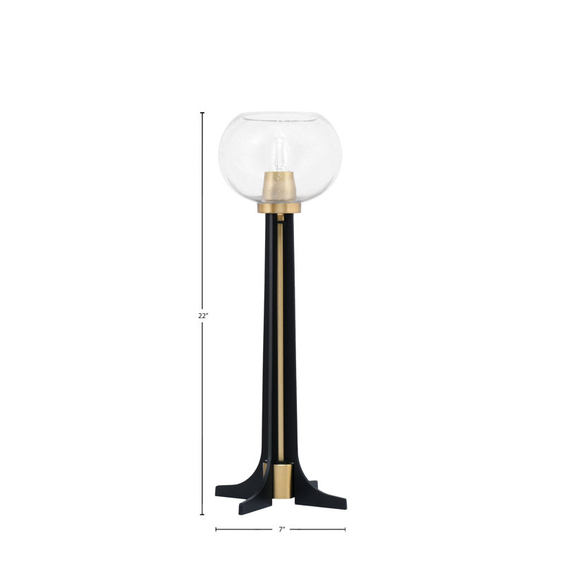Sherick Metal Torchiere Lamp, Matte Black/New Age Brass