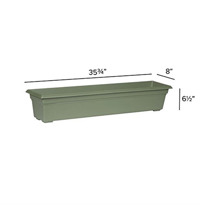 Plastic Planter Box, 6.5" H x 8" W x 36" D, Sage