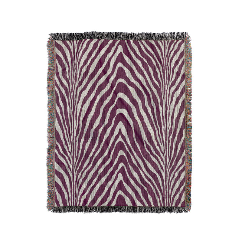 Zoe Animal Print Cotton Blend Blanket Throw, Purple, 80" L x 60" W