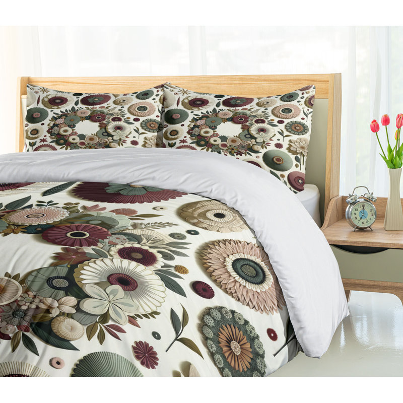 Flower Duvet Cover, California King Duvet Cover + 2 Standard Shams