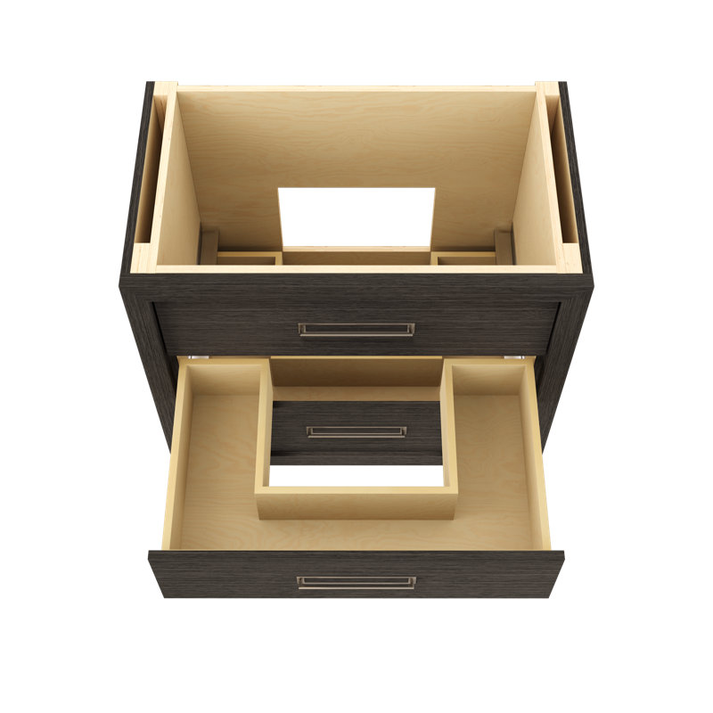 Avalon Three-Drawer Single Bath Vanity, Gray Weathered, Satin Nickel, 36"