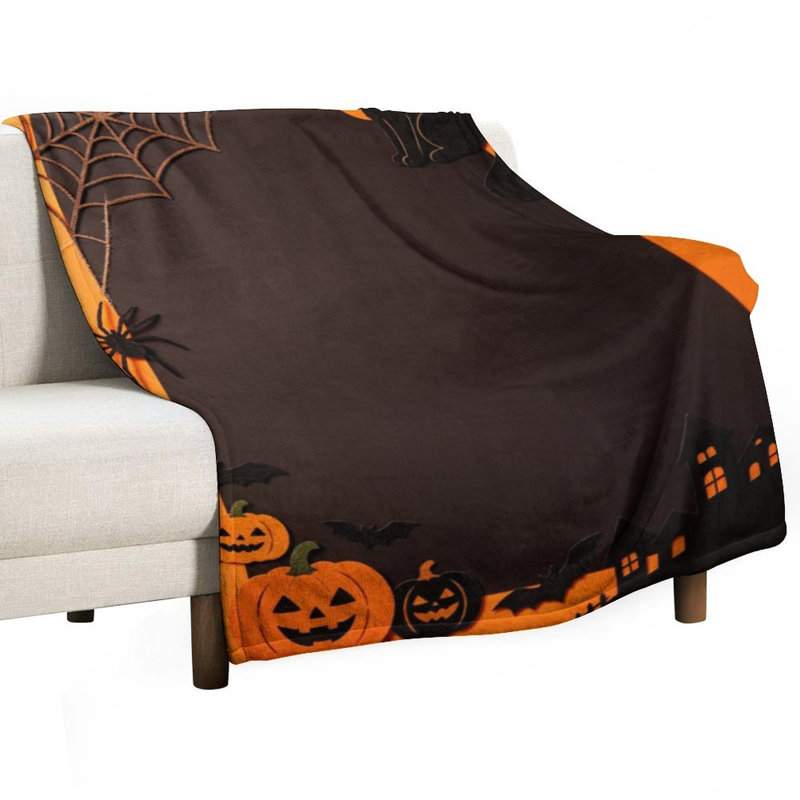 Jeté d'Halloween en flanelle de luxe Blac, couverture douce et chaude pour le canapé-lit du salon, 40 po x 50 po