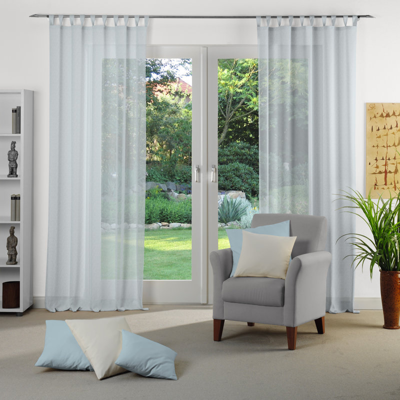 Sunday 82% Polyester And 18% Cotton Semi Sheer Curtain Single Panel, Cream, 142cm Width x 405cm Drop