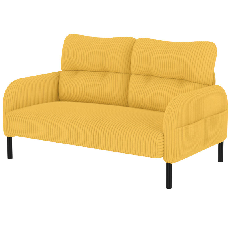 Double velours côtelé avec support ergonomique, rangement latéral pour les télécommandes, éponge haute densité, grand salon, mousse douce de couleur jaune, petits articles, chambre à coucher adaptée