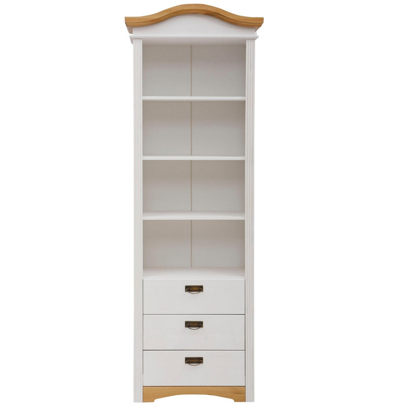 Dearing 207 cm H x 73 cm W Solid Wood Standard Bookcase, White/Honey