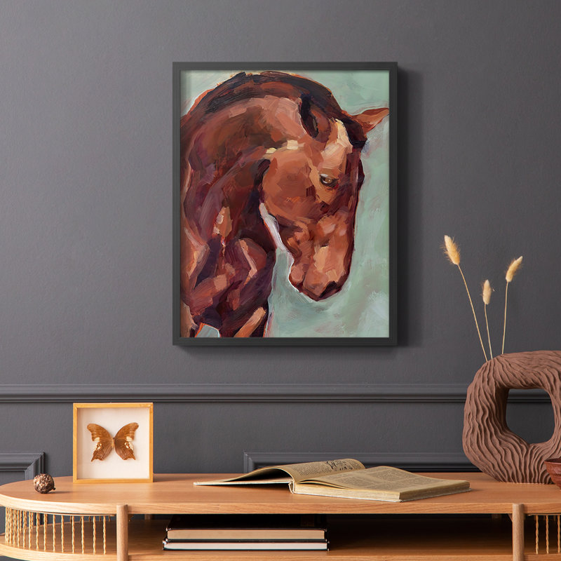 «Paint by Number Horse II», reproduction encadrée - bois massif, Noir, H 28 po x l 22 po