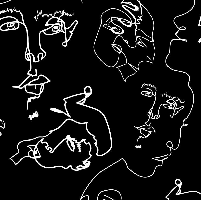 Lets Face Abstract Vinyl Wallpaper Roll by Jamie Graney, White/Black, Paper