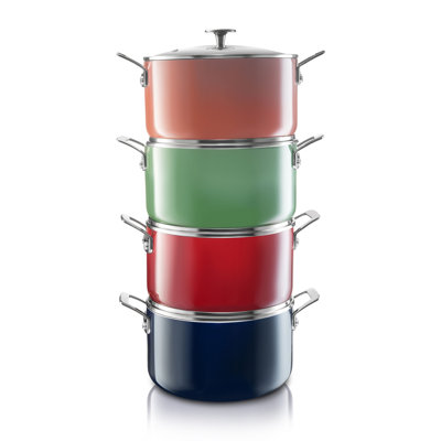Granitestone 5 Quart Nonstick Aluminum Stock Pot with Tempered Glass Lid, Oven & Dishwasher Safe