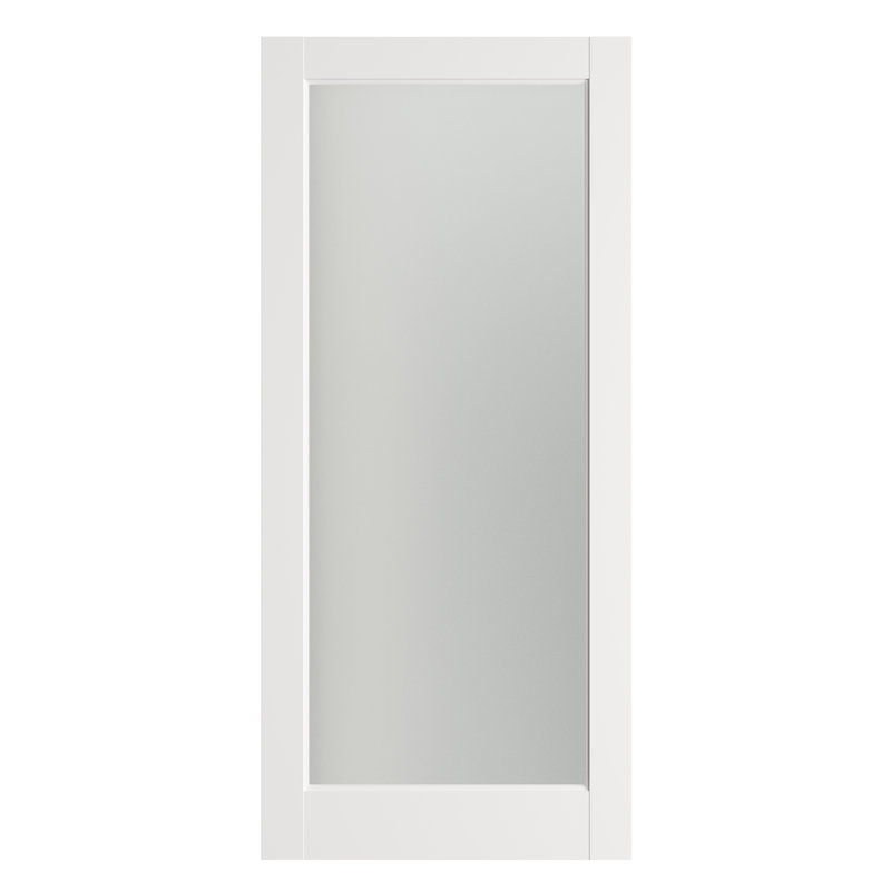 Porte en bois manufacturé 80 po x 80 po en verre givré et en bois massif apprêté sans trousse de quincaillerie, 32” x 80"