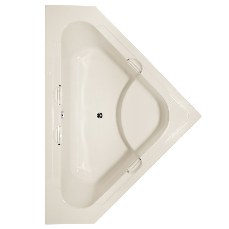 Whitney 62'' x 62'' Soaking Acrylic Bathtub, Bone, Matte Black