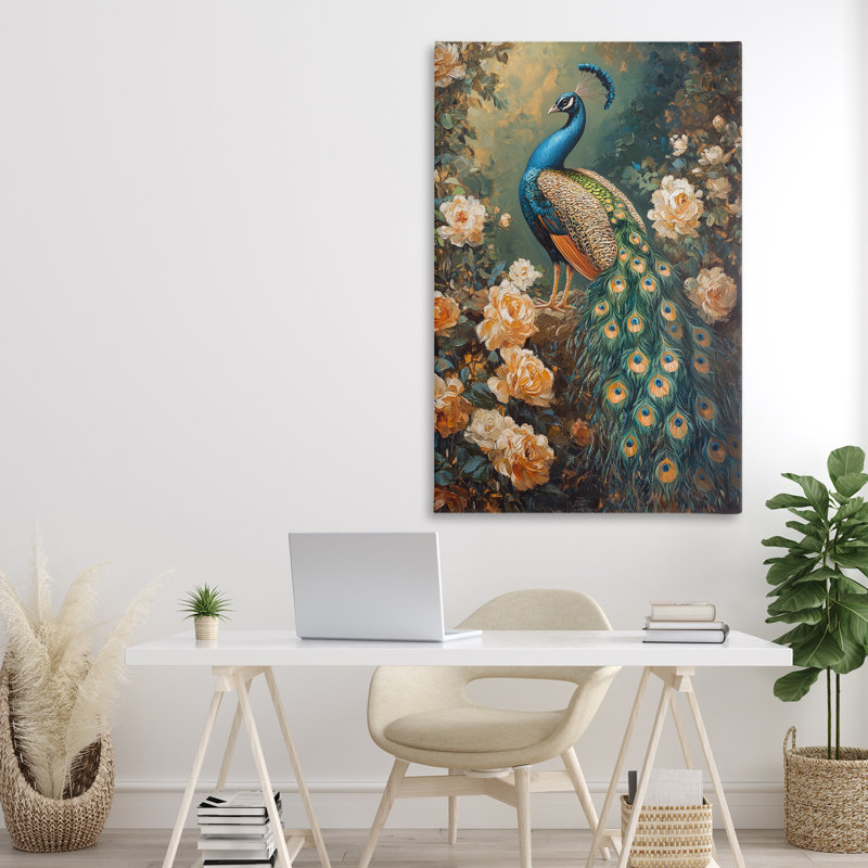 Toile paon inspirée Morris, design par Petal Prints Design, H 45 po x l 30 po