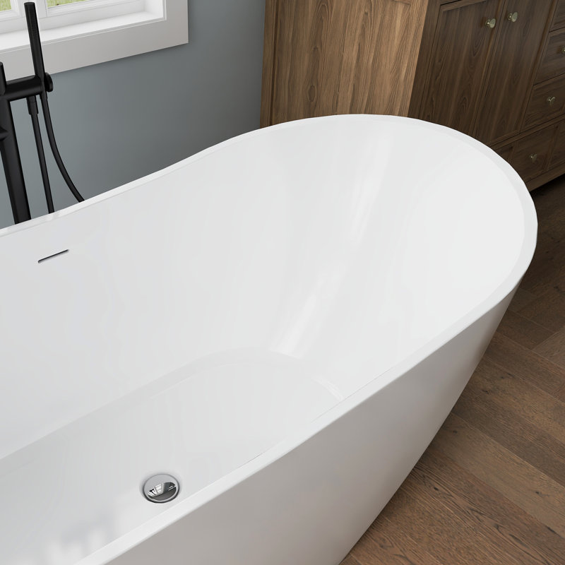 Tidal 60'' Acrylic Freestanding c Soaking Tub with Overflow Drain, White