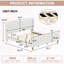 Structure de lit tapissier très grand en velours, cadre de lit plateforme avec tête de lit et pied de lit courbé capitonné, support de lattes en bois, aucun sommier nécessaire, beige-87385522-87385521