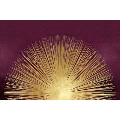 Sunburst Rising On Burgundy - Wrapped Canvas Art Prints