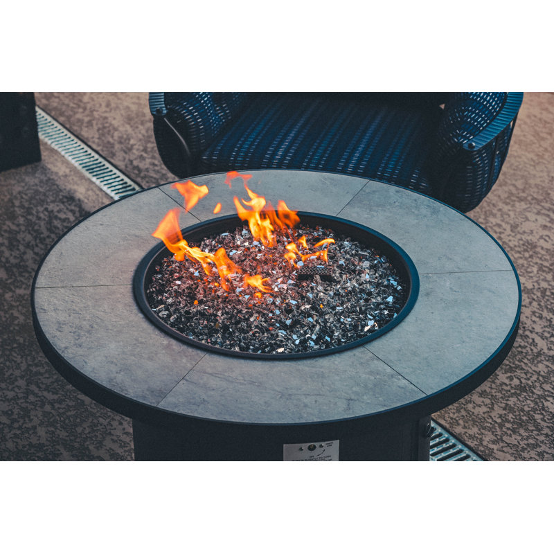 Capri Iron Outdoor Fire Pit Table, 19" H x 54" W x 54" D, Summit Gray, Carbon Black