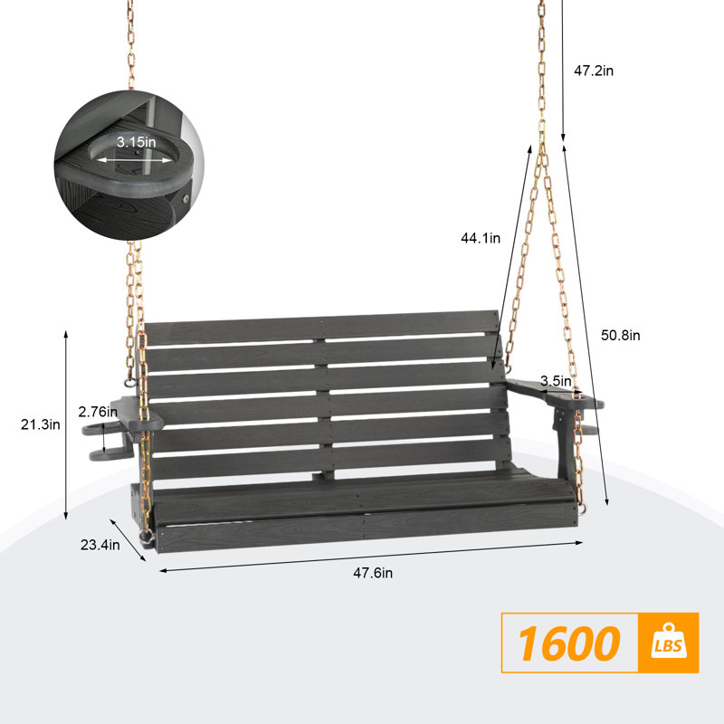 2 Person Porch Swing, Grey