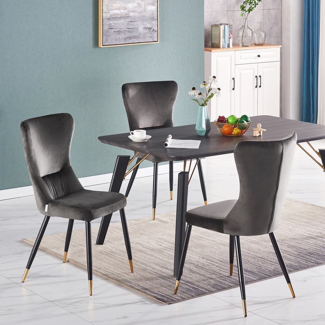 Guerra Velvet Dining Chairs - Ergonomic Curved Back with Metal Legs