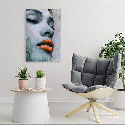 Dreamy Orange Lips Elegant Contemporary Portrait Wall Art