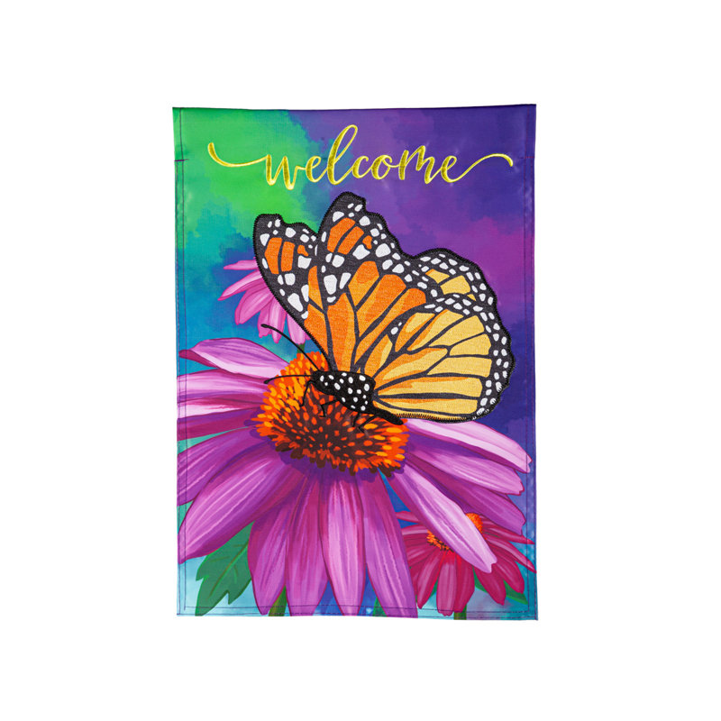 Drapeau de jardin bleuet et papillon