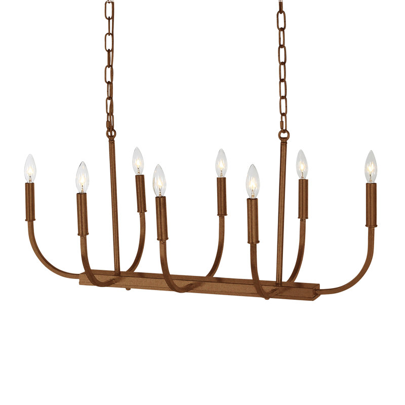 Rhone 8 - Light Candle Style Chandelier, Bronzed Brass