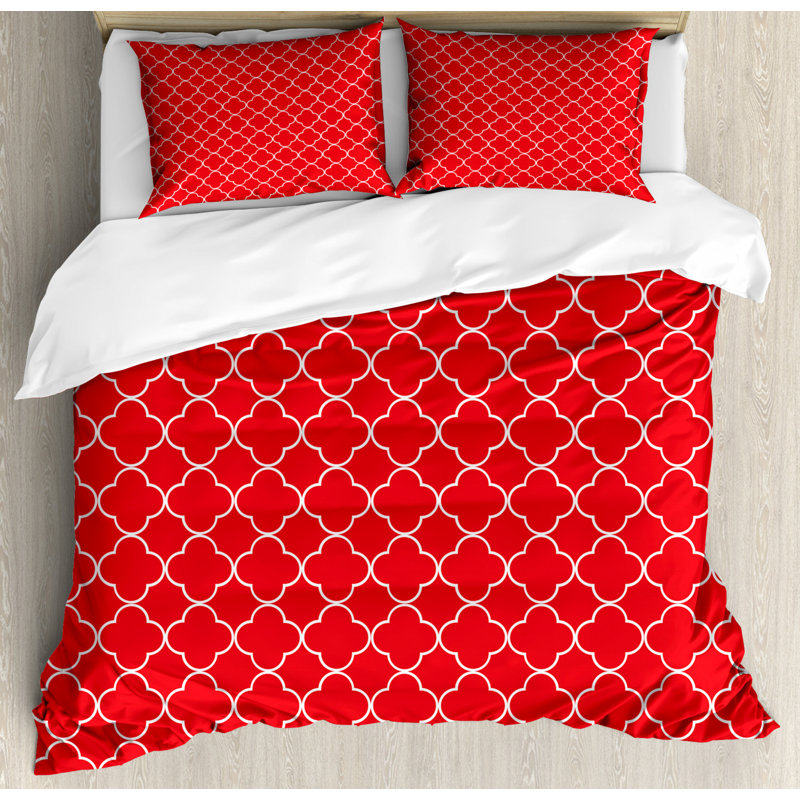 Eclectic Polyester Geometric Shapes Duvet Cover, Queen Duvet Cover + 2 Standard Shams