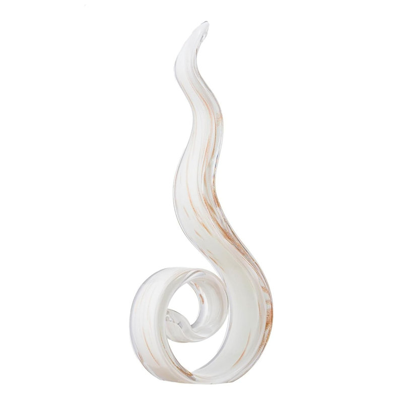 Sculpture en verre soufflé à la main 11,4 po de haut - blanc