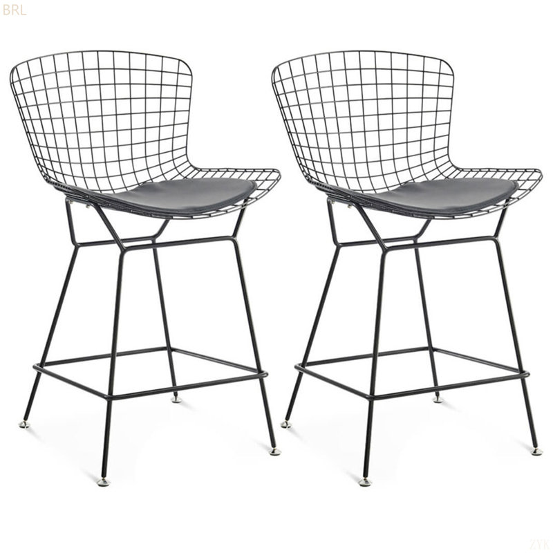 Ensemble de deux tabourets de bar Bertoia, Noir